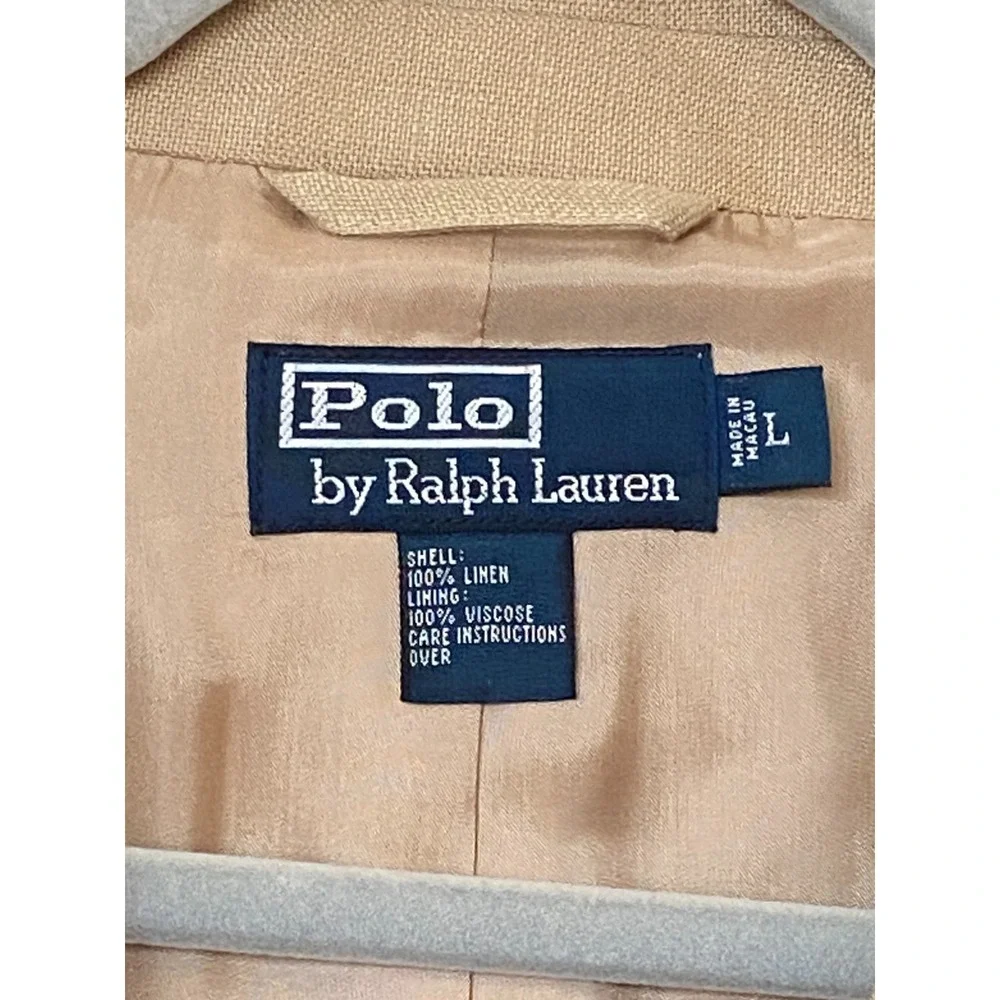 Vtg Polo Ralph Lauren ~  Tan Linen 3-Button Lightweight Blazer/Jacket NEW sz L